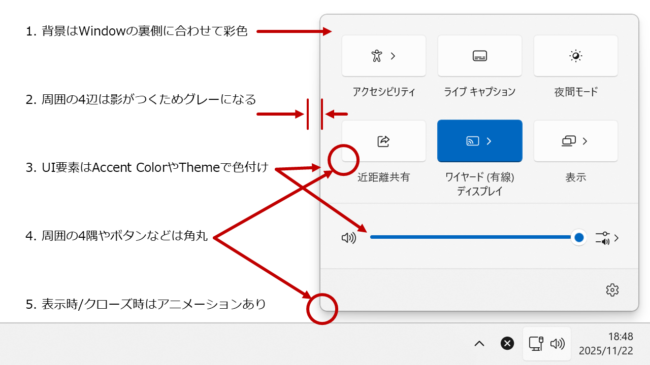 クイック設定画面の要件
